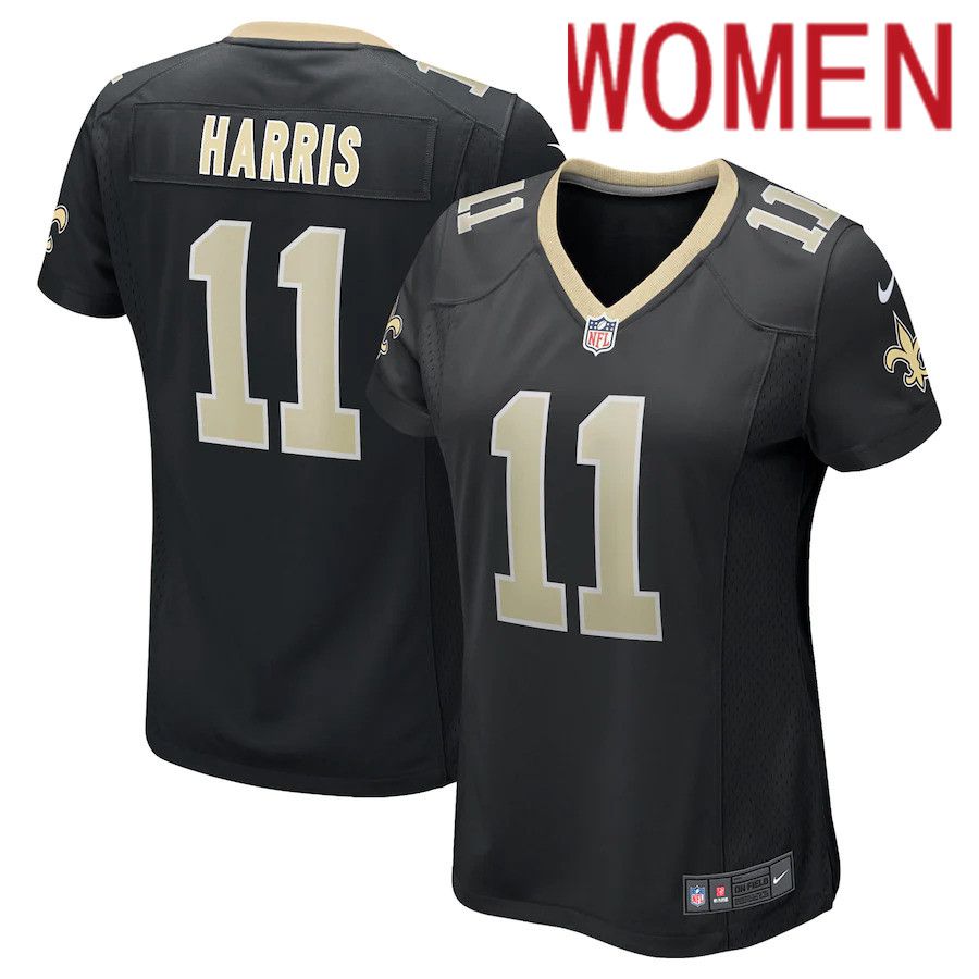 Women New Orleans Saints 11 Deonte Harris Black Nike Game NFL Jersey